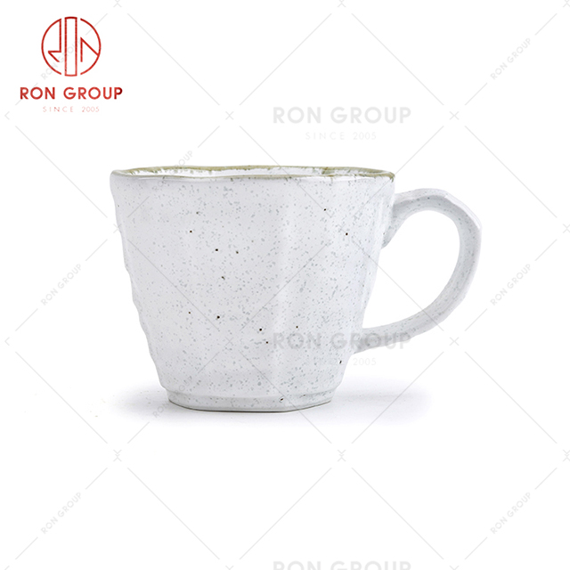 Modern style design hand-painted white cup blue dot pattern creative restaurant ceramic cup