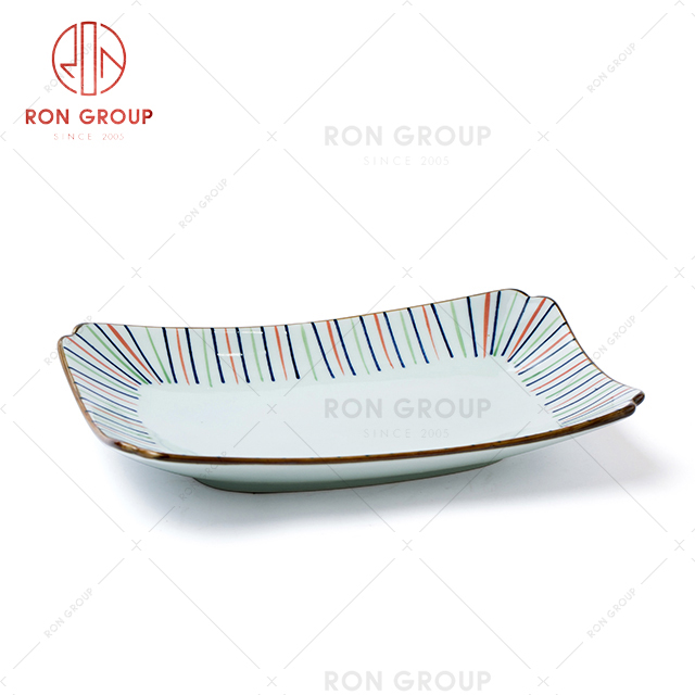 OEM customized restaurant plates modern design restaurant rectangular plate for wholesale