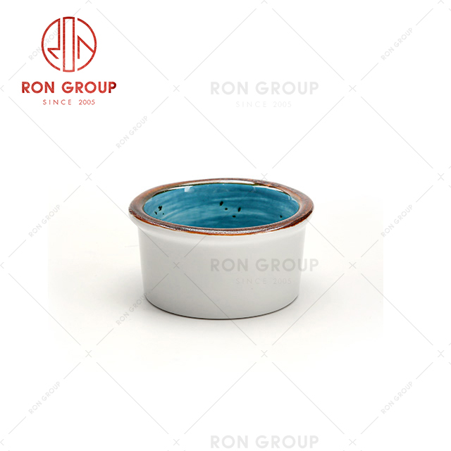 restaurant hotel bar supplies customize logo blue color ceramic sauce cup