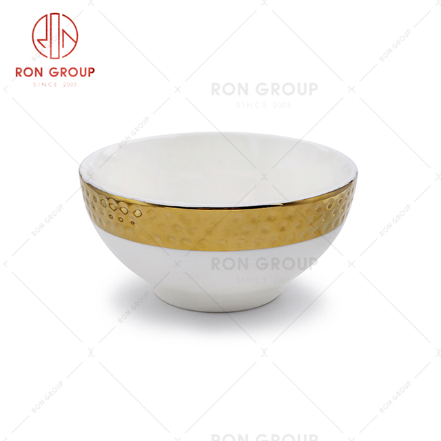 Art design hotel gilded edge tableware restaurant rice soup noodle bowl