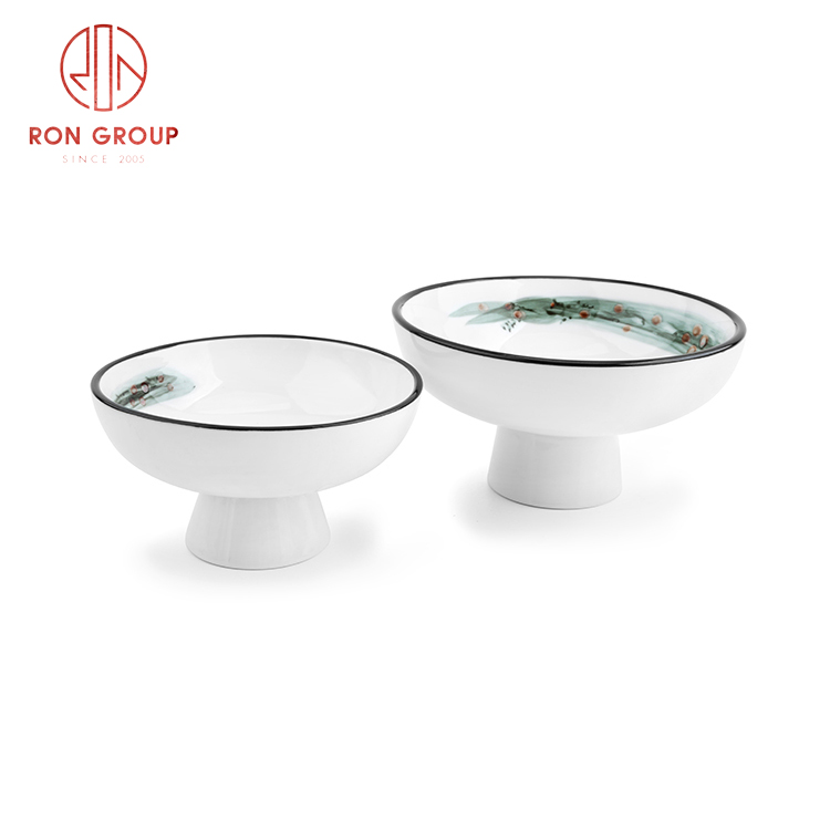 Top selling new chinese modern high sauce round bowl banquet porcelain ink painting tableware