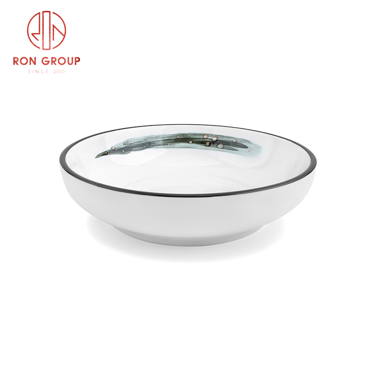 New arrived cheap price new chinese porcelain tea bowl fine dining porcelain ink painting tableware