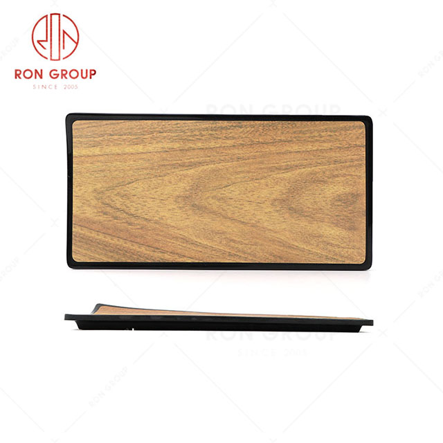 RN0039M00092-93 Hot Sale High Quality Durable Brown Wood Grain Melamine  Rectangular Plate