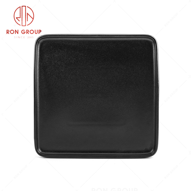 Simple design restaurant tableware family party square frosted black plate