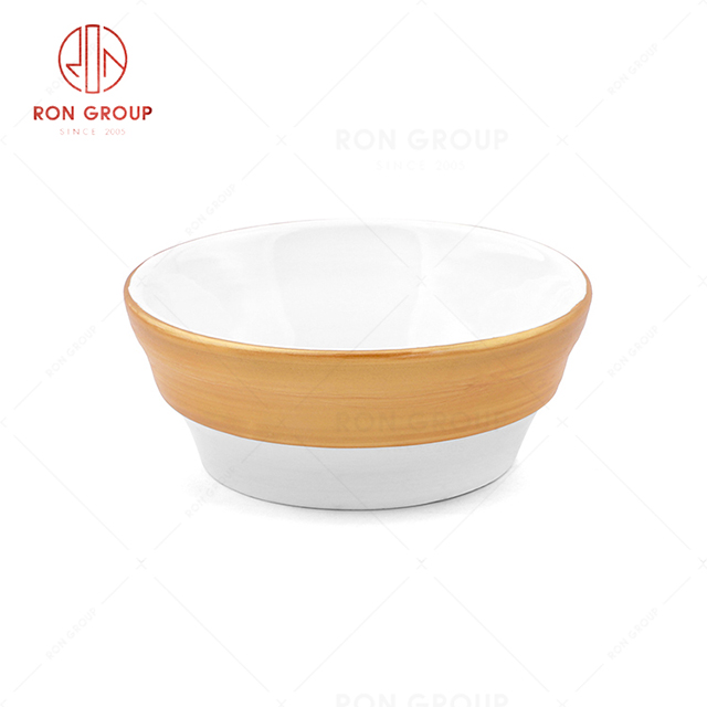 RN0660P00010 Wholesale Unique Design Gilded  Splendor Porcelain Striped Bowl