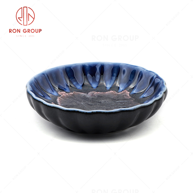 RN0660P00300  Hot Sale High Quality Blue Agate Series Ceramic Sauce Dish