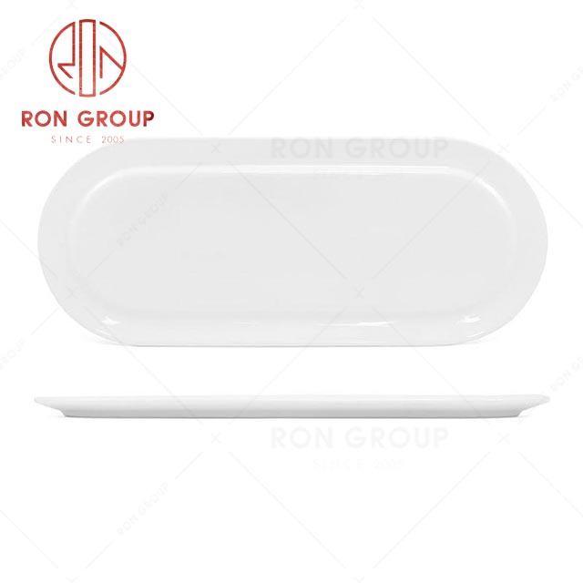 RN0037P06571-69 Hot Selling Unique Design White Rectangular Ceramic Plate