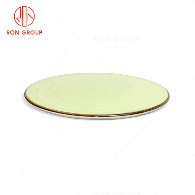 RonGroup New Color Apple Green  Chip Proof Porcelain  Collection - Ceramic Dinnerware Round Dish (Round Plate)