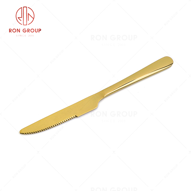 RN0178E00315 Hot Selling High Quality Gold Stainless Steel Cutlery Tony Series -- Table Knife