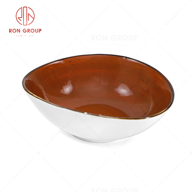 RN0037P03722-26-34 Wholesale Chip Proof Porcelain Tomato Jam Series Trigon Bowl