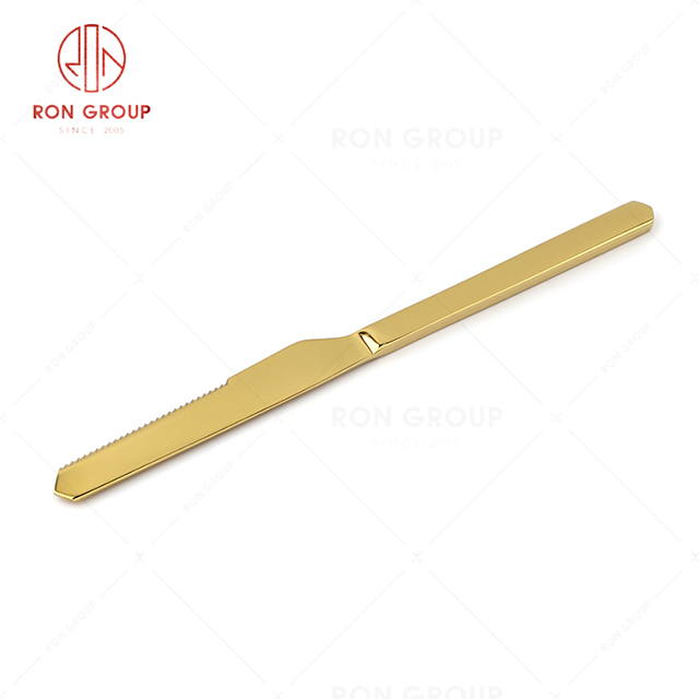 RN0178E00427 Hot Sale High Quality Gold Stainless Steel Cutlery Arthur Series-- Steak Knife