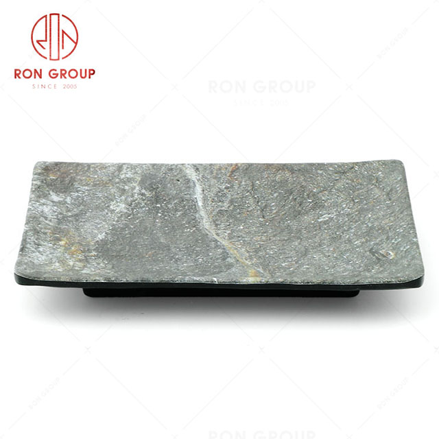 RN0039M00014 Hot Sale High Quality Durable Grey Stone Grain Melamine Rectangular Plate