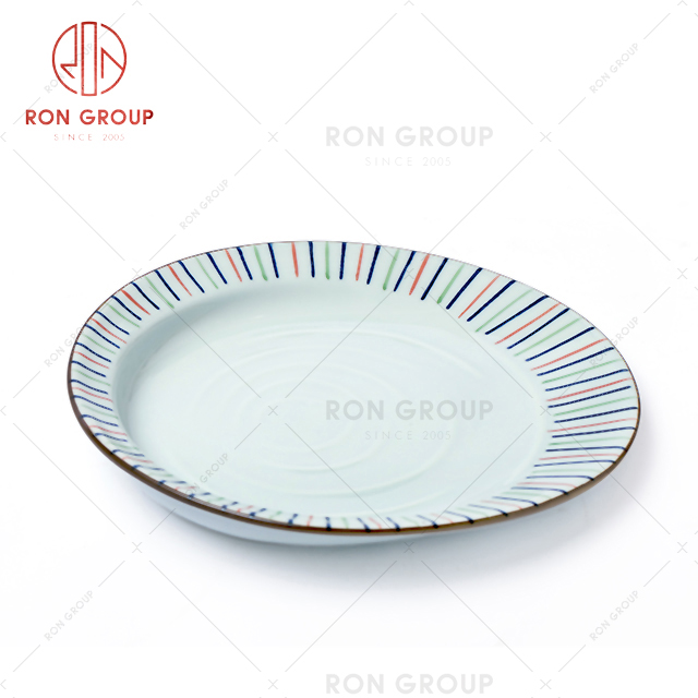 RON group new design round ceramic dinner plate for fine dining restaurant