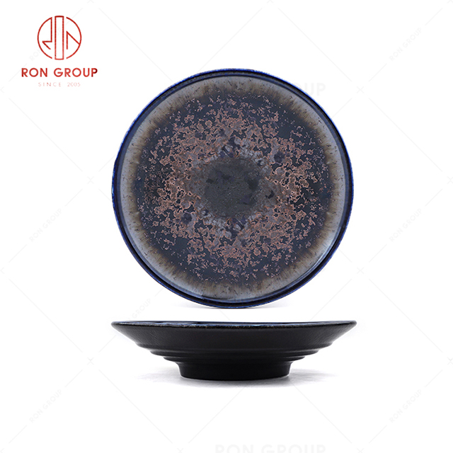 RN0660P00285  Wholesale High Qulity Blue Agate Series Ceramic Round Plate