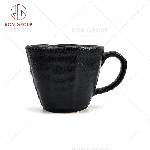 Durable exquisite hotel cup with black ceramic restaurant afternoon tea coffee flower tea cup