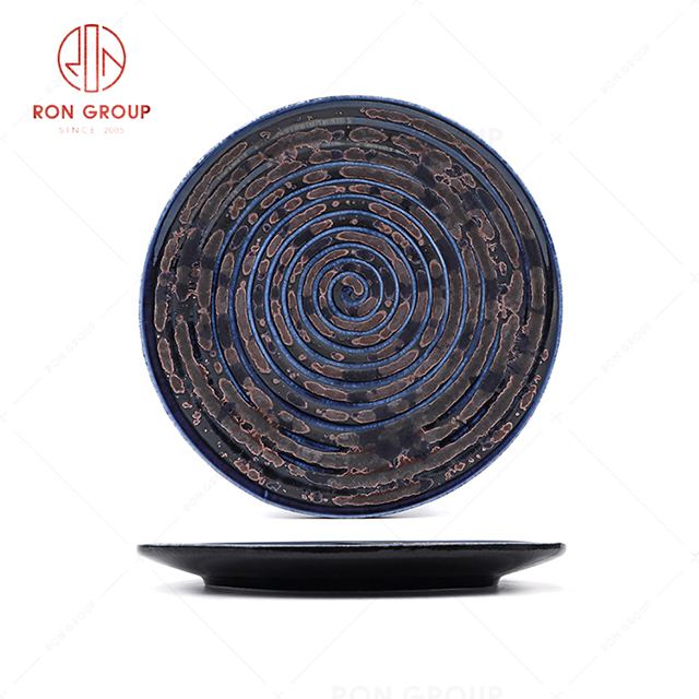 RN0660P00274  Wholesale High Quality Exquisite Blue Agate Ceramic  Round Plate