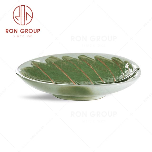 RN0039P02664 Hot Selling Unique Design Ceramic High Leaf Bowl