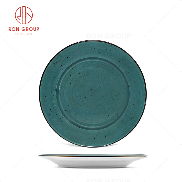 RN0037P03234-46-52 Wholesale Chip Proof  Porcelain Midnight Blue Flat Round Plate