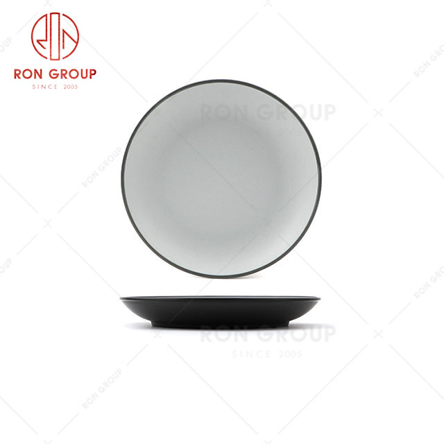 RN0011M02361 Wholesale High Quality Durable Rock Grey Melamine Round Plate