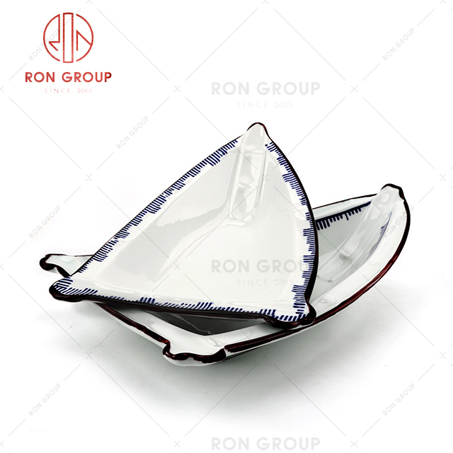 Young trendy design restaurant creative tableware lovely style hotel triangle fried dish plate