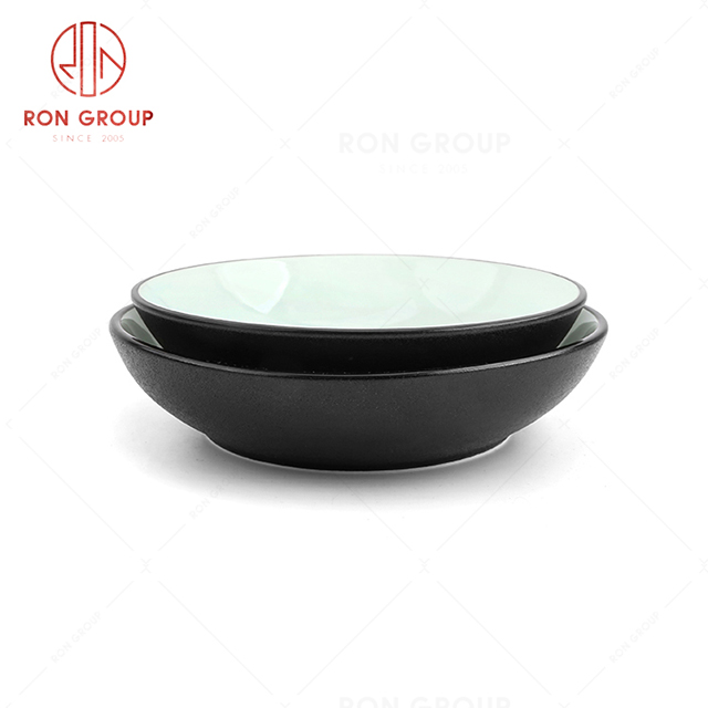 Hot selling restaurant supporting tableware frosted black fruit plate