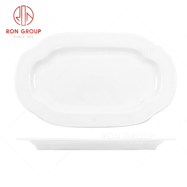 RN0037P06159 Hot Selling Pure White Bone China Plate Series  Towel Plate