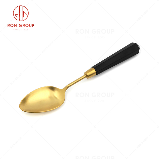 RN0068E00842 Unique Design Exquisite Durable Golden Diamond Handle Stainless Steel  Table Spoon