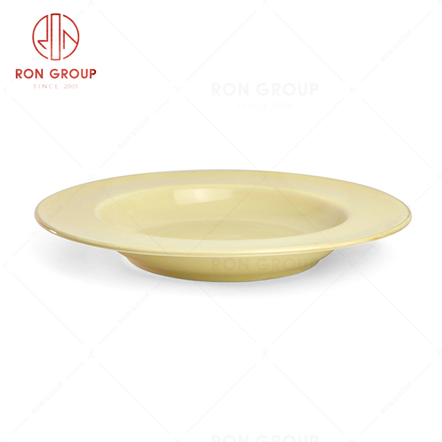 RonGroup New Color Custard Chip Proof Porcelain  Collection - Ceramic Dinnerware Broadside Round Meal Plate