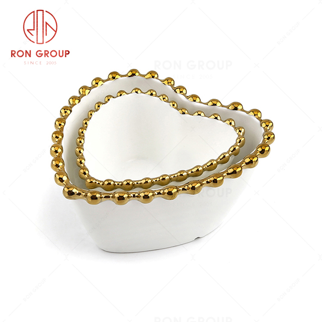 Heart shaped bead edge design restaurant tableware star hotel dinner bowl