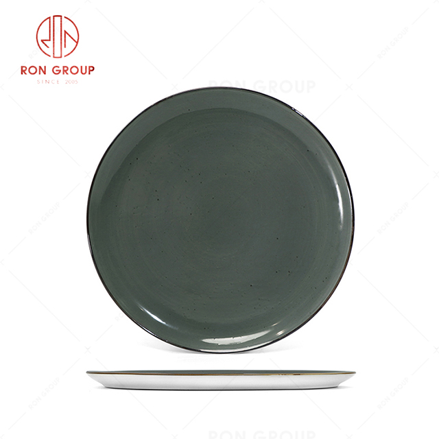 RN0037P04574  Wholesale Chip Proof  Porcelain Collection Dark Grey  Pizza Plate