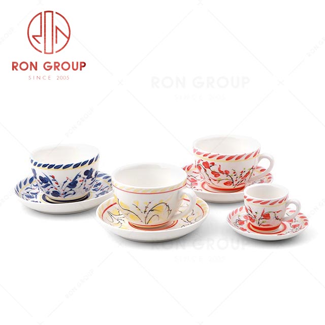 Premium Customized Hand-painted Restaurant Porcelain Coffee Cup and Plate