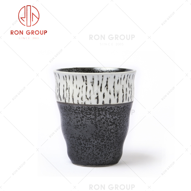 Best selling custom white black no handle Japanese ceramic sake cup