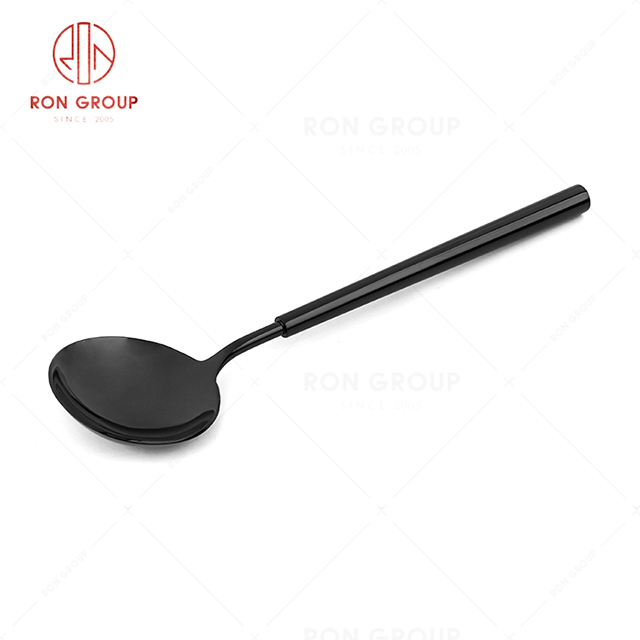 RN0178E00113 Hot Sale High Quality Exquisite Black Stainless Steel Barton Series--Soup Spoon