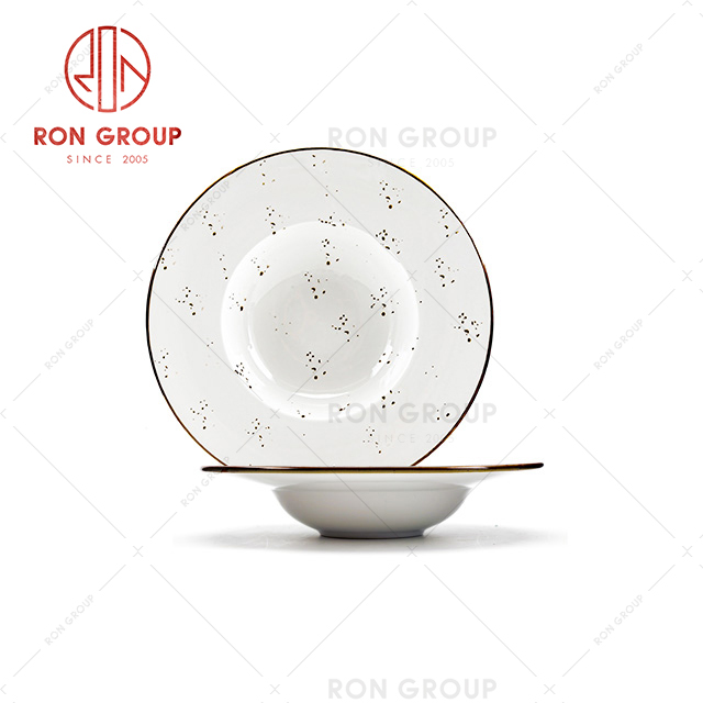 Wholesale Reusable Round Plate Porcelain Restaurant Dinnerware