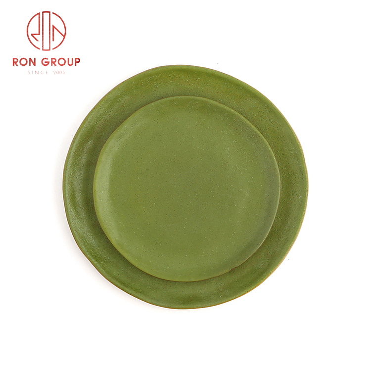 Creative Asian style ceramic dinnerware set restaurant hotel use ceramic cloth design round plate