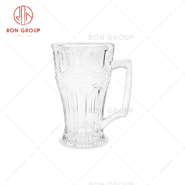 Exquisite relief design high-end restaurant cup with bar transparent glass beer cup