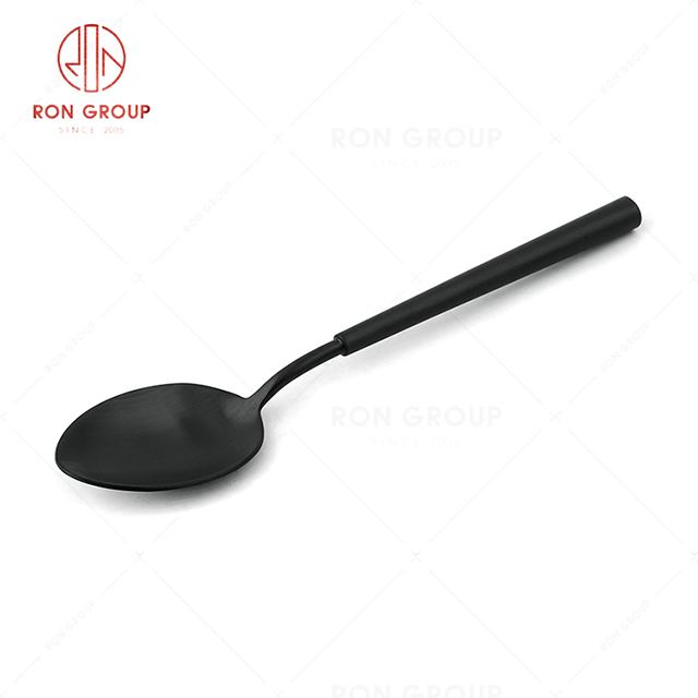 RN0178E00130 Hot Sale High Quality Exquisite Black Stainless Steel Barton Series-- Tea Spoon