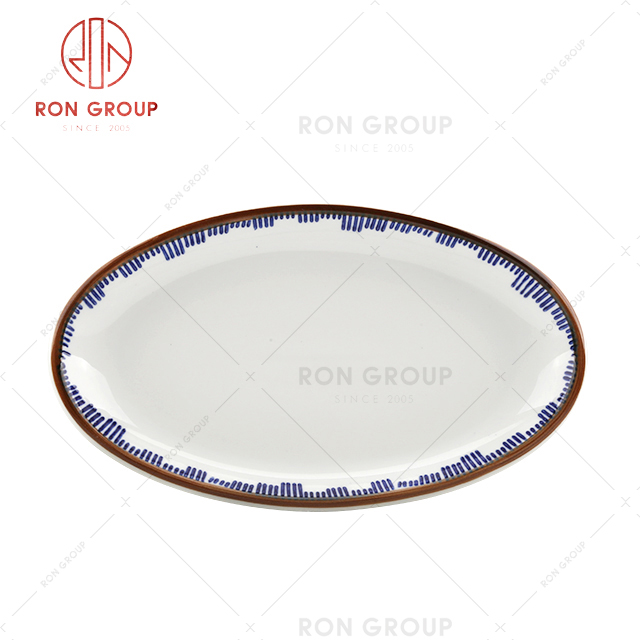 Japanese korean style RON factory new white dinner dishes cheap porcelain plate for restaurant