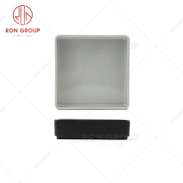 RN0011M02356  Wholesale High Quality Durable Rock Grey Melamine  Frosted Square Meat Dish