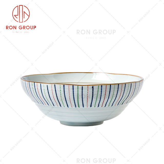 custom printed cheap price porcelain round ramen bowl for restaurant use