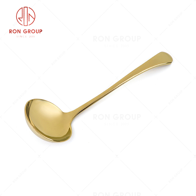 RN0178E00321  Hot Selling High Quality Gold Stainless Steel Cutlery Tony Series -- Soup Ladle