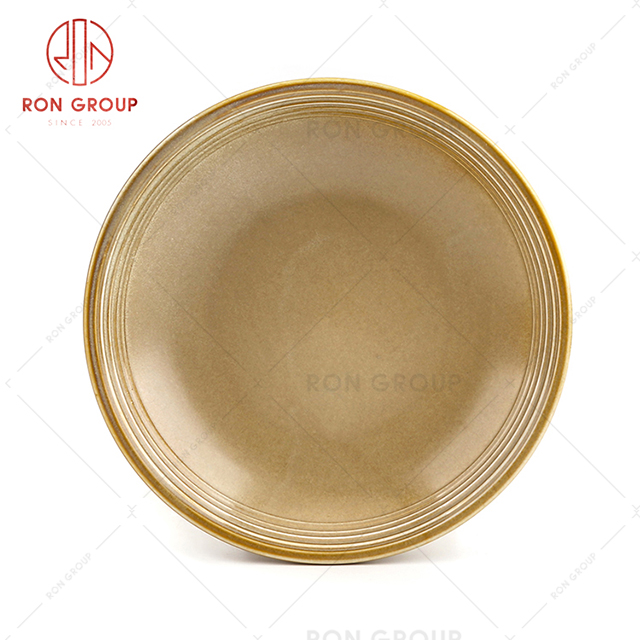 Hot sale wholesale ceramic arhat bowl ceramic coconut bowl plate set golden color factory direct to customers best quality hotel crockery 