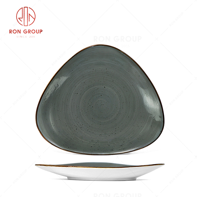 RN0037P04575-77 Wholesale Chip Proof  Porcelain Collection Dark Grey  Trigon Plate