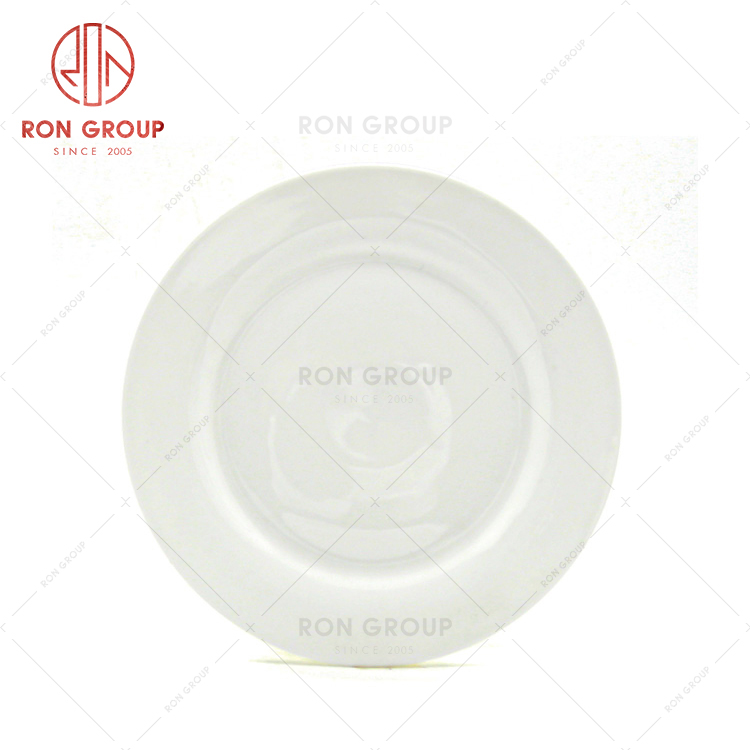 Plain round restaurant dinner set luxury ceramic white plate for franchiser