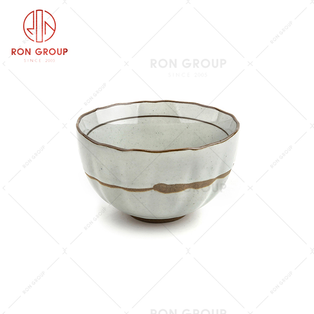 Irregular edge design popular ceramic tableware restaurant soup rice bowl