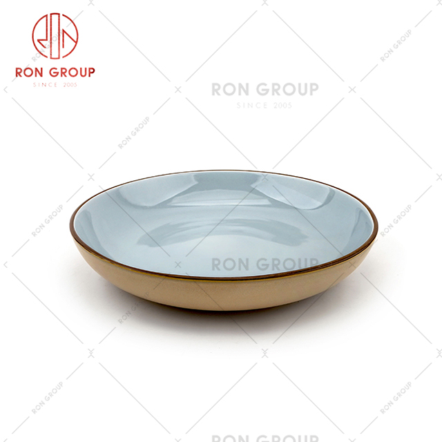 cheap price wholesale ceramic round soup plate reusable ceramic salad plate