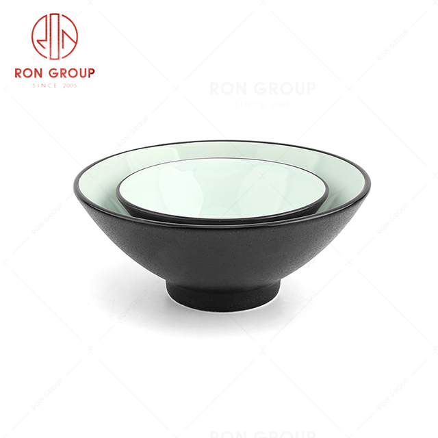 Wholesale supply Japanese restaurants simple style  tableware frosted black round bowls  