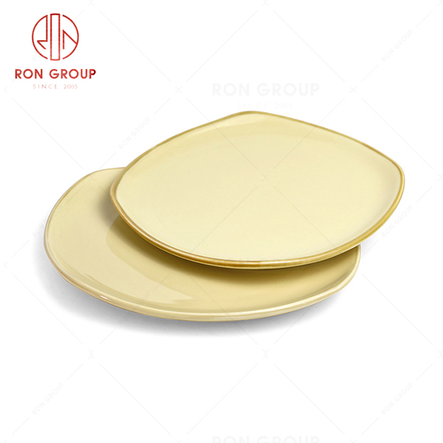 RonGroup New Color Custard Chip Proof Porcelain  Collection - Ceramic Dinnerware Shallow Square Plate