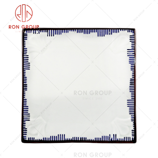 Factory cheap plain ceramic plate white unique square plate