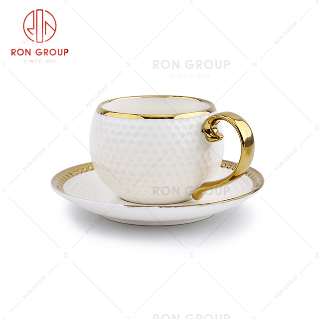 Afternoon tea party high-end hotel tea cup set restaurant silver plated coffee round cup with plate
